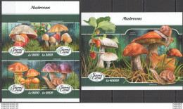 Hm1580 2018 Sierra Leone Mushrooms Snails Flora Nature #9240-3+Bl1377 Mnh - Mushrooms