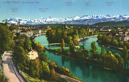 ZURICH, ARCHITECTURE, BRIDGE, MOUNTAIN, SWITZERLAND, POSTCARD - Zürich