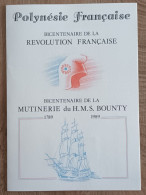 Polynésie Française - FDC Sur Document - YT N°336 + BF 15 - REVOLUTION FRANCAISE / MUTINERIE DU BOUNTY - 1989 - FDC