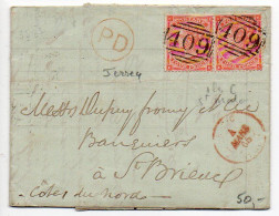 Jersey : Lettre De 1865 Pour La France - Affranchie 4p X2 D'Angleterre - Jersey