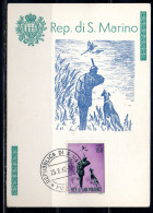 REPUBBLICA DI SAN MARINO 1962 CACCIA MODERNA MODERN HUNTING LIRE 150 MAXI MAXIMUM CARD CARTOLINA CARTE - FDC