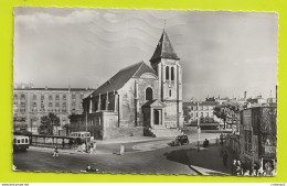 93 PANTIN N°2 L'Eglise St Germain En 1954 Bus Car Ancien VOIR ZOOM Rosalie ? Side Car Mur De Pub Agent De Police VOIRDOS - Pantin