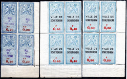 SCHILTIGHEIM** Bas-Rhin Taxes Sur Les Affiches Type II Blocs De 4  Bords De Feuilles Fiscal Fiscaux Affiche Affichage - Stamps