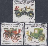 Djibouti N° 591 / 93 O : 150ème Anniversaire De La Naissance De Daimler Voitures Anciennes Les 3 Val. Oblitérées TB - Djibouti (1977-...)