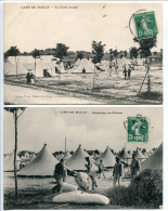 Militaria LOT 2 CPA Voyagé 1908 & 1910 * CAMP De MAILLY Le Camp Occupé & Remplissage Des Paillasses (animée) - Kasernen