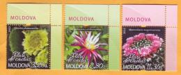 2022  Moldova  „Flora. Cactus Flowers From Botanical Garden.” Set 3v Mint - Moldawien (Moldau)