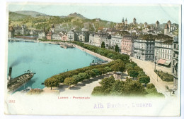 VERY RARE OLD LITHO, Luzern / Lucerne, Promenade, Switzerland - Lucerna