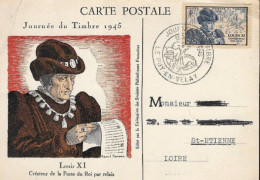 LOUIS XI JOURNÉE DU TIMBRE 1945 LE PUY EN VELAY - Gedenkstempels