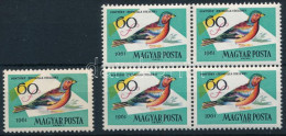 ** 1961 Madarak 60f Négyestömb Szürke Szín Nélkül + Támpéldány - Other & Unclassified