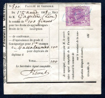 RC 27645 FRANCE 1868 - 20c TIMBRE FISCAL DE DIMENSION SUR DOCUMENT DE LA FACULTÉ DE GRENOBLE 1er EXAMEN DU BACCALAURÉAT - Cartas & Documentos