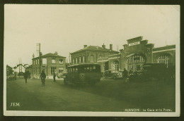 59 - B2142CPSM - AULNOYE - La Gare Et La Poste - Bon état - NORD - Aulnoye