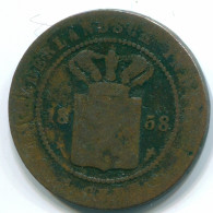 1 CENT 1858 INDES ORIENTALES NÉERLANDAISES INDONÉSIE Copper Colonial Pièce #S10009.F.A - Nederlands-Indië