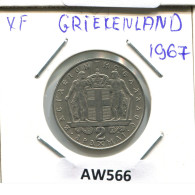 2 DRACHMES 1967 GREECE Coin #AW566.U.A - Griekenland