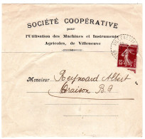1935  CAD PERLE De VILLENEUVE 04 " Société Coopérative Machine Agricoles " - Covers & Documents
