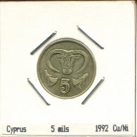 5 MILS 1992 CHYPRE CYPRUS Pièce #AS464.F.A - Cipro