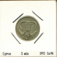 5 MILS 1992 CHYPRE CYPRUS Pièce #AS464.F.A - Chypre