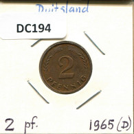 2 PFENNIG 1965 D WEST & UNIFIED GERMANY Coin #DC194.U.A - 2 Pfennig