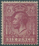 Great Britain 1912 SG386 6d Deep Reddish Purple KGV Part Gum MLH (amd) - Unclassified