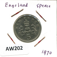 5 NEW PENCE 1970 UK GBAN BRETAÑA GREAT BRITAIN Moneda #AW202.E.A - Andere & Zonder Classificatie