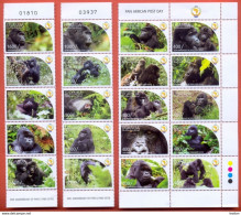 UGANDA 2011 Gorillas Wildlife PAPU Postal Union MNH 20 Stamps Set Complete OUGANDA - Ouganda (1962-...)