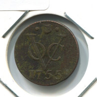 1755 UTRECHT VOC DUIT NETHERLANDS INDIES NEW YORK COLONIAL PENNY #VOC1546.10.U.A - Niederländisch-Indien