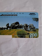 URUGUAY ANTEL MONUMENTO LA CARRETA  200U UT BACK GREY SUPERBE - Uruguay