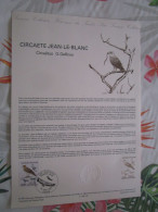 Document Officiel  Rapace Circaete Jean Le Blanc 22/9/84 - Documentos Del Correo