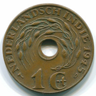 1 CENT 1945 D NIEDERLANDE OSTINDIEN INDONESISCH Koloniale Münze #S10453.D.A - Indes Neerlandesas