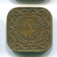 5 CENTS 1966 SURINAM NIEDERLANDE Nickel-Brass Koloniale Münze #S12768.D.A - Surinam 1975 - ...