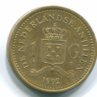 1 GULDEN 1992 NETHERLANDS ANTILLES Aureate Steel Colonial Coin #S12145.U.A - Antilles Néerlandaises