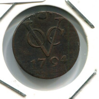 1794 UTRECHT VOC DUIT NEERLANDÉS NETHERLANDS Colonial Moneda #VOC1705.10.E.A - Indes Néerlandaises