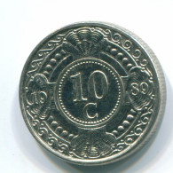 10 CENTS 1989 NIEDERLÄNDISCHE ANTILLEN Nickel Koloniale Münze #S11314.D.A - Niederländische Antillen