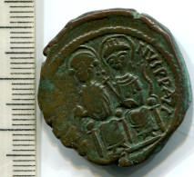 JUSTINII And SOPHIA AE Follis Thessalonica 527 AD Large M NIKO #ANC12424.75.D.A - Byzantines