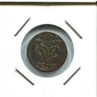 1746 HOLLAND VOC DUIT INDES NÉERLANDAIS NETHERLANDS NEW YORK COLONIAL PENNY #VOC2609.7.F.A - Dutch East Indies