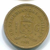 1 GULDEN 1991 NIEDERLÄNDISCHE ANTILLEN Aureate Steel Koloniale Münze #S12139.D.A - Niederländische Antillen