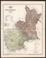 1896 Bereg Vármegye Térképe, Tervezte: Gönczy Pál, 1 : 400.000, Bp., Posner Károly Lajos és Fia, A Pallas Nagy Lexikona  - Otros & Sin Clasificación