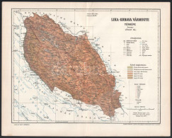 1897 Lika-Krbava Vármegye Térképe, Tervezte: Gönczy Pál, 1 : 600.000, Bp., Posner Károly Lajos és Fia, A Pallas Nagy Lex - Other & Unclassified