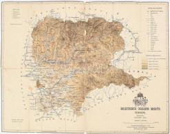 1888 Beszterce-Naszód Megye Térképe, Tervezte: Gönczy Pál, 1:300.000, Bp., Posner, Körbevágva, Szakadt, Foltos, Javított - Other & Unclassified