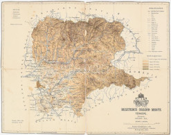 1888 Beszterce-Naszód Megye Térképe, Tervezte: Gönczy Pál, 1:300.000, Bp., Posner, Körbevágva, Szakadt, Foltos, Javított - Andere & Zonder Classificatie