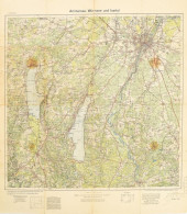 Cca 1941 Ammersee, Würmsee, Isartal, 1:100,000, Berlin, Reichsamt Für Landesaufnahme, Hajtott, Foltos, Szakadt, 52x53 Cm - Autres & Non Classés