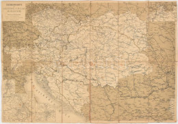 Cca 1870-1890 Eisenbahn-Karte Der Oesterr.-Ungar. Monarchie / Az Osztrák-Magyar Monarchia Vasúti Térképe, Vászonra Kasír - Andere & Zonder Classificatie