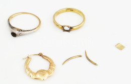 14k Arany (Au) Gyűrűk, Fél Pár Fülbevaló, Egyéb Alkatrész, Nagyobb Darabok Jelzettek össz 5,88 G - Sonstige & Ohne Zuordnung