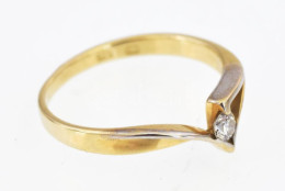 14K Arany (Au) Gyűrű Brillel (0,15ct) Jelzett, 1,9 G M: 53 - Altri & Non Classificati