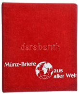 "Münz Briefe Aus Aller Welt" Piros, Plüssborítású, Négygyűrűs Album Tokban, 15db Kétosztású Berakólappal. Használt, Jó á - Ohne Zuordnung