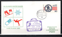 Germany 1980 Olympic Games Lake Placid Commemorative Flight Cover Departure Of German Team - Winter 1980: Lake Placid