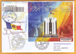 2021 Moldova Moldavie FDC  30 Years Since The Proclamation Of The Independence Of The Republic Of Moldova - Moldova