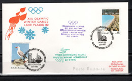 Greece 1980 Olympic Games Lake Placid Commemorative Flight Cover Torch Transport To USA - Hiver 1980: Lake Placid