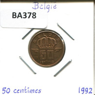 50 CENTIMES 1992 DUTCH Text BELGIEN BELGIUM Münze #BA378.D.A - 50 Cent