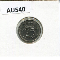 25 CENTS 1954 NETHERLANDS Coin #AU540.U.A - 1948-1980: Juliana