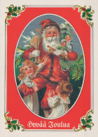PAPÁ NOEL NIÑO NAVIDAD Fiesta Vintage Tarjeta Postal CPSM #PAK332.A - Santa Claus